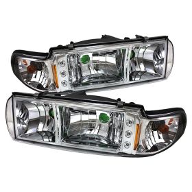 1991-1996 Chevy Caprice Chrome LED Crystal Headlights - HD-ON-CCP91-1PC-LED-C