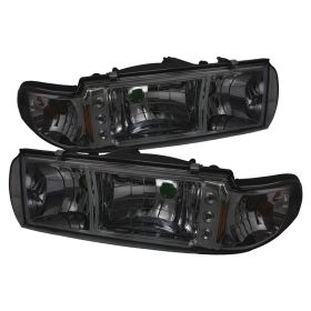 1991-1996 Chevy Caprice Smoke LED Crystal Headlights - HD-ON-CCP91-1PC-LED-SM