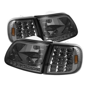 1997-2003 Ford F150 Smoke Crystal Headlights + Clear LED Corners - HD-ON-FF15097