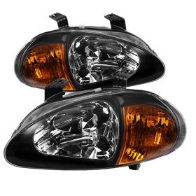 1993-1997 Honda Del Sol Black Crystal Headlights - HD-ON-HDEL93-1P-AM-BK