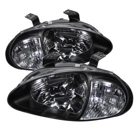 1993-1997 Honda Del Sol Black 1pc Crystal Headlights - HD-ON-HDEL93-1P-BK