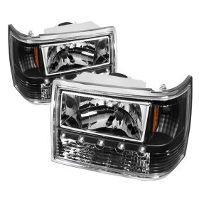 1993-1998 Jeep Grand Cherokee Black 1pc Crystal Headlights - HD-ON-JGC93-1PC-LED