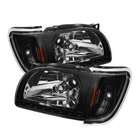 2001-2004 Toyota Tacoma Black 1pc Chrome-Trim Corner Crystal Headlights - HD-ON-