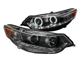 2009-2010 Acura TSX CCFL Halo Projector Headlights Black Clear - 02-AZ-AT09-PBC-HID-RF-A