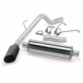 Monster Exhaust System Single Exit Black Ob Round Tip 03-05 Dodge 5.7 Hemi 2500 CCSB Banks Power - 48572-B