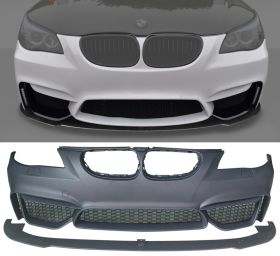 2004-2010 BMW 5-Series E60 1M Style Front Bumper Cover Unpainted Black Polypropylene - IKN-BKP-BE60M1-F