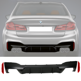 2017-2019 BMW 5-Series M-Sport G30 Sedan M5 Style Rear Bumper Lip Diffuser Quad Outlet - 8-BLR-M5G3017-QD