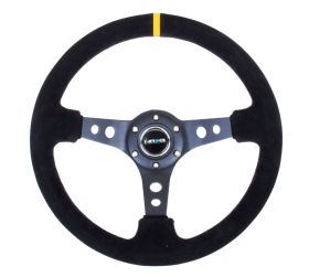 350mm Sport 3 Deep Dish Steering Wheel by NRG - Black Suede